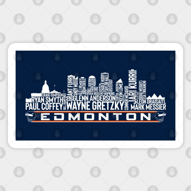Edmonton Hockey Team All Time Legends, Edmonton City Skyline Magnet by Legend Skyline